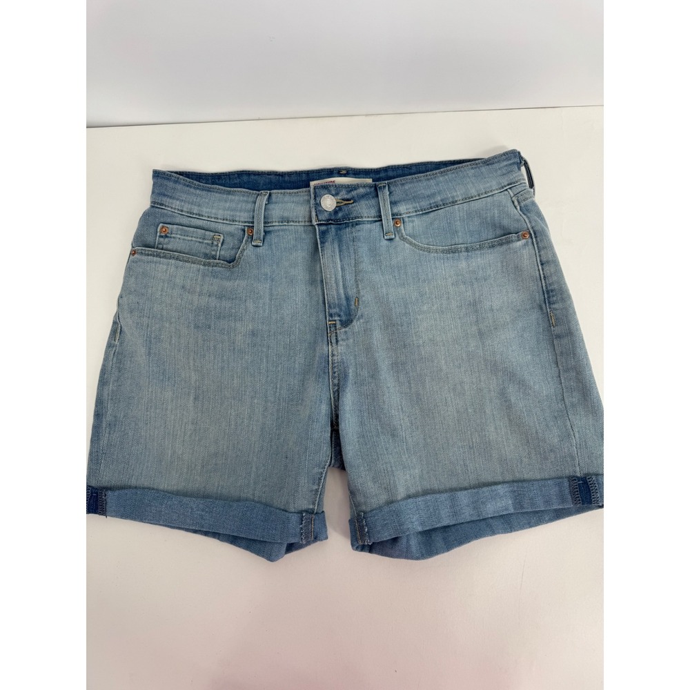 Signature by Levi Strauss & Co Womens Mid Rise‎ Denim Cuffed Shorts Light Wash 8